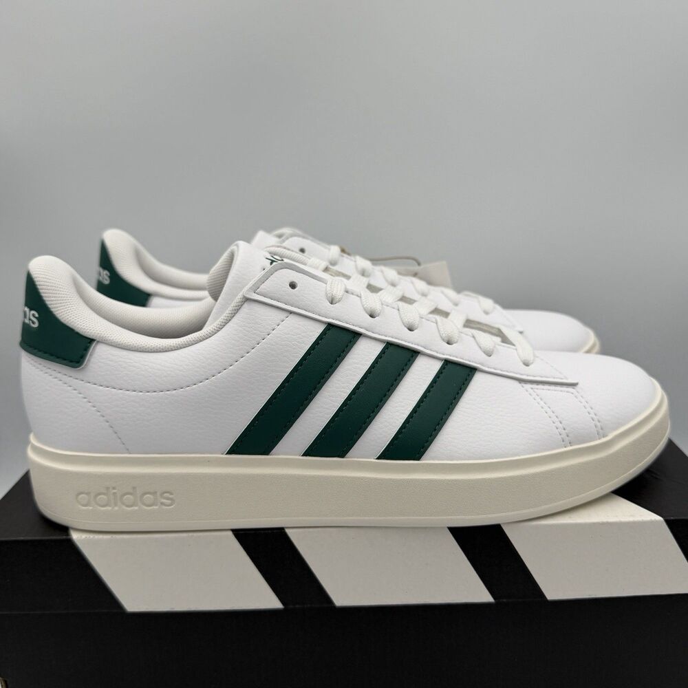 Adidas Men's Grand Court 2.0 'Cloud White Collegiate Green' Shoes Size 10
